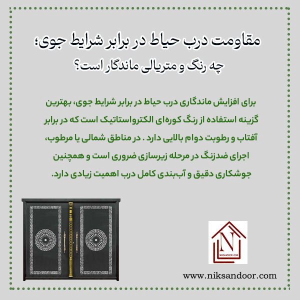مقاومت درب حیاط در شرایط جوی مختلف